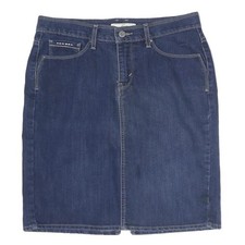 LEVI'S Womens Blue Denim Mini Cotton Pencil Skirt Size M Classic Back Pockets
