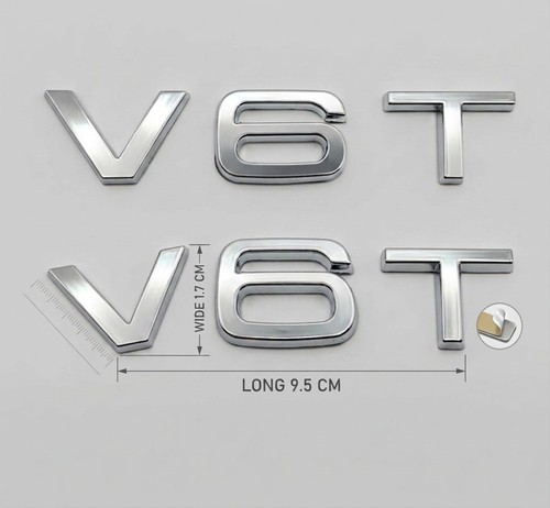 V6t silver chrome letters - silver,