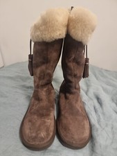 UGG Plumdale Chestnut Suede Tall Zip Sheepskin Winter Warm Boots UK 8.5 EU41.
