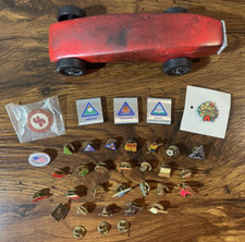 Boy Scouts Of America Lot Pinewood Derby Car Badges Basketball Archery 29 Pins