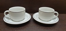2x Tognana Espresso Cups & Saucers White With Blue Trim Made In Italy