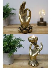 Gold Floral Leaf Design Hamsa Hand Ornament or Tealight Holder - Home Decor Gift