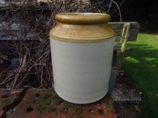 Vintage Glazed Stoneware Earthenware Storage Pot Jar Utensil Country Kitchen 