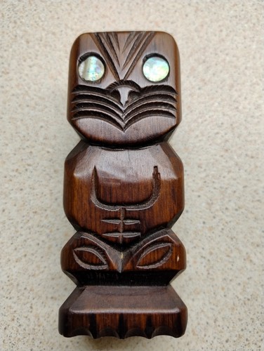 Vintage maori art carved hard - carved,