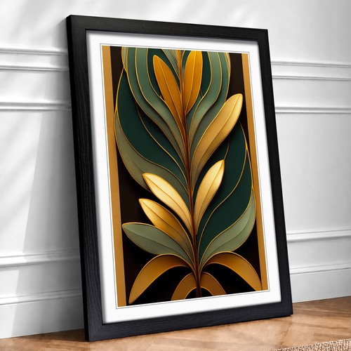 Art deco leaves framed - leaves, no.3