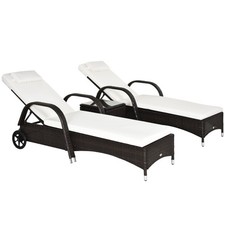 Outsunny 3 PCS Rattan Lounger