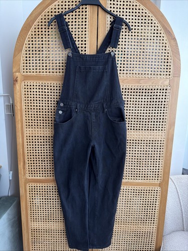 Boohoo black denim dungarees - black,