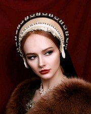 French Hood Tudor Medieval Headpiece Anne Boleyn Headdress Headwear Renfair 