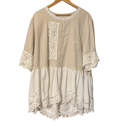 Upcycled tunic top boho - upcycled, xl