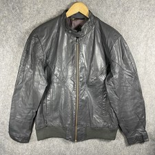 Leather Jacket Mens L 52 Grey