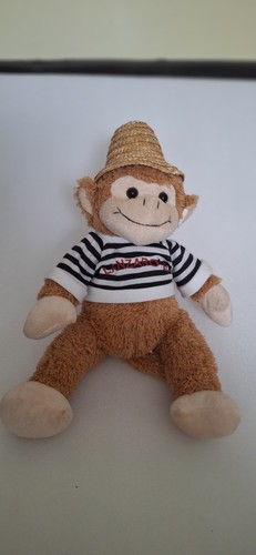 Plush monkey wearing straw - plush,