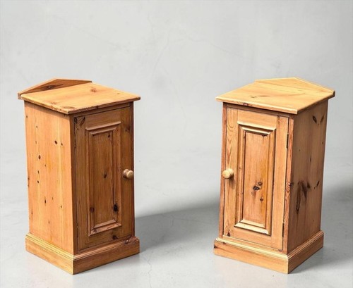 Pair pine bedside cupboards - pine,