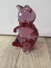 Vintage  Wedgewood Pink/Red Art Glass Bear Paper Weight