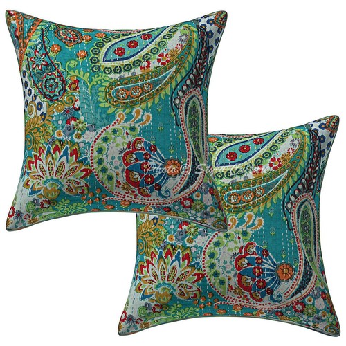 Indian kantha paisley - kantha, pillow