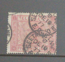Great Britain - 1876-81 Telegraph Stamps 5/- Rose Plate 1 Good Used
