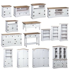 Rustic Mexican Pine Wood Corona Waxed Furniture Home White Body and Brown Top