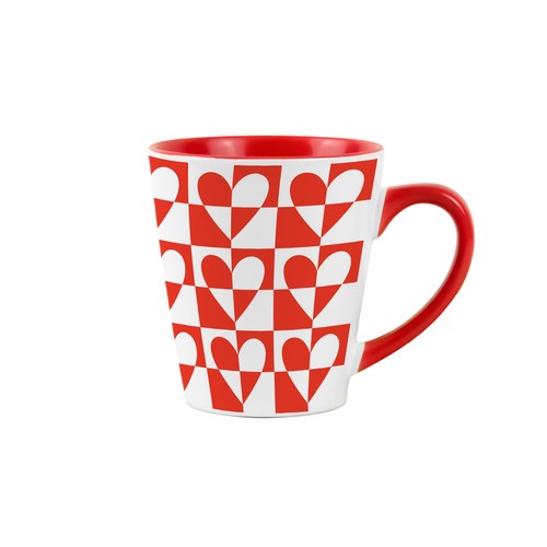 Geometric hearts small latte - geometric,