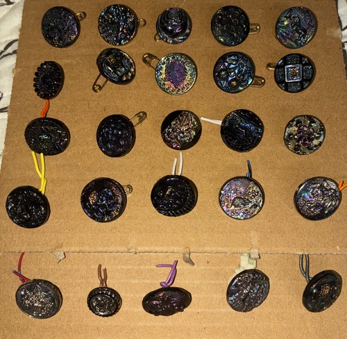 Antique glass buttons - glass,