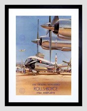 ADVERT TRANSPORT PLANE VINTAGE VICKERS VANGUARD JET FRAMED ART PRINT B12X6031