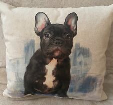 French Bulldog Frenchie  16 x 16 inch Linen  Zipped Cushion Cover Hand Made UK