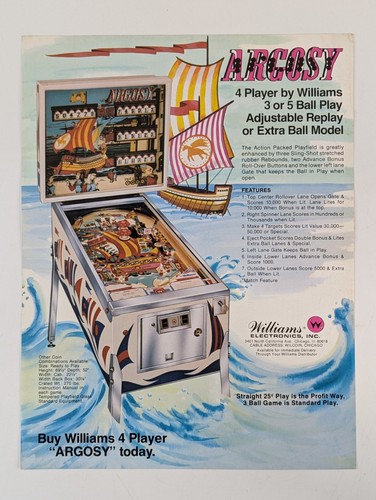 Williams argosy pinball - williams,