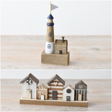 Delightful Seaside Themed Beach Hut / Lighthouse  Wooden Ornament's Decor Gift