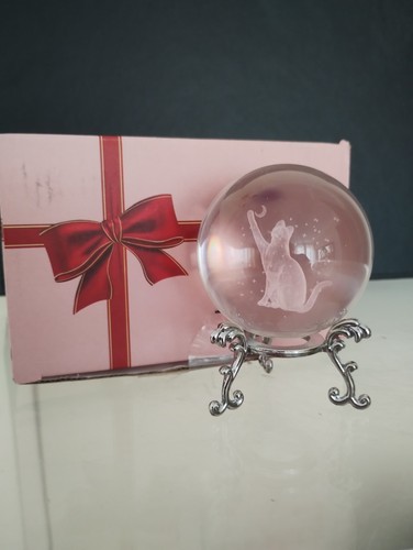 Laser etched cat crystal - laser,