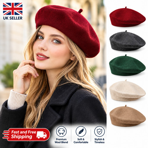 Plain beret hat wool - plain, autumn