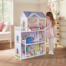 Sadies Wooden Doll House Kids Toy Playset Furniture Home Bedroom Accessories UK