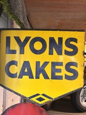 Lyons Vintage Enamel Cakes Advertising Sign Double Sided