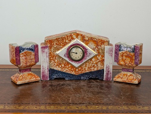 Belgian art deco ceramic clock - belgian,