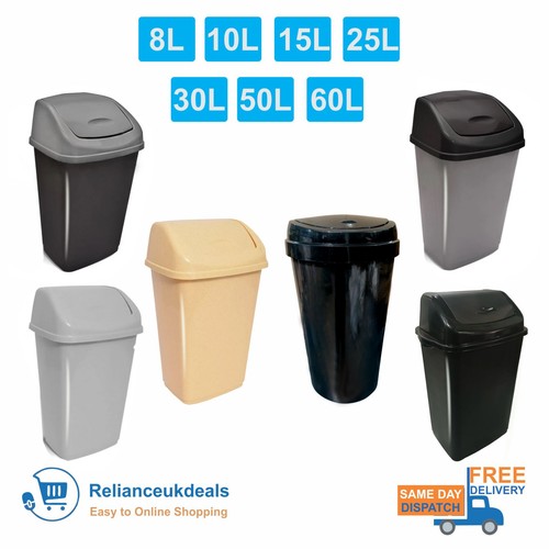 Plastic swing top bin waste - plastic, 8l