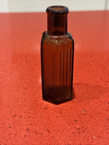 Antique amber glass hexagonal - amber,