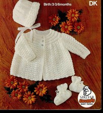 baby knitting pattern  vintage style  matinee jacket hat  shoes birth /6m dk 