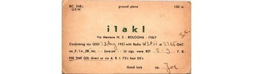 1951 i1akl bologna italy qsl - 1951,