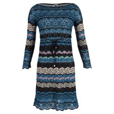 M Missoni Knee-Length Knit Dress in Blue Cotton