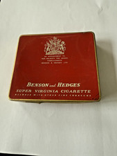 Vintage Benson & Hedges cigarette tin with original insert and aviation card 