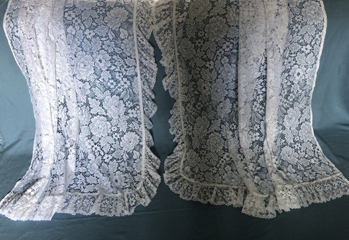 Vintage white floral net lace - white,