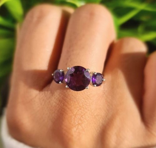 Minimalist amethyst ring 925 - amethyst,