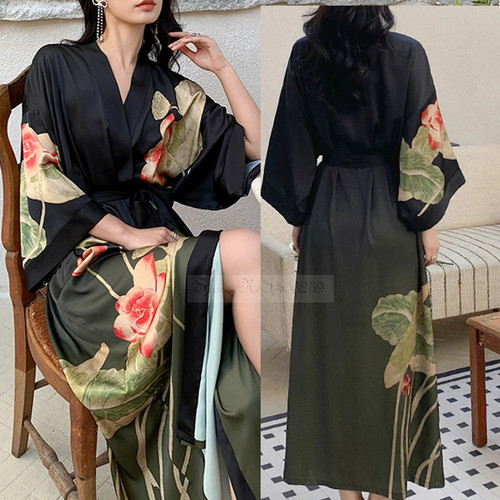Female long robe nightgown - long,