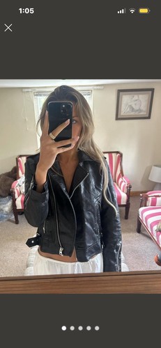 Topshop black leather biker - topshop,
