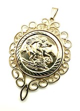 9ct Gold George Dragon Pendant 9K Yellow Gold Men’s St. George Medal Pendant WOW