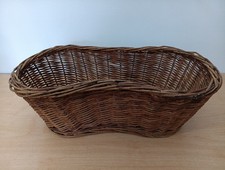 Vintage Dark Brown Wicker Woven Basket Oval Oblong 17" x 9"