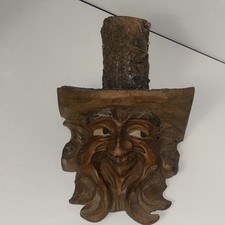 Folk Art Hand Carved Wood Tree Spirit, Wooden Face Sculpture