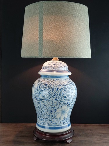 Oriental ceramic lamp blue - lamp,