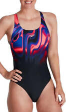 Speedo Placement Digital Powerback Womens Swimsuit Black Swimming Lined Ladies