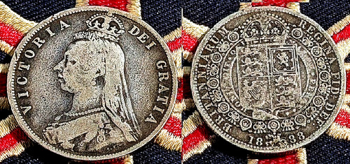 1888 victorian half crown - half,