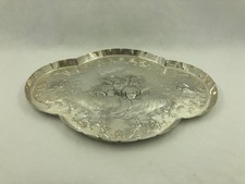Antique Victorian Sterling Silver Winged Cherub Dressing Table Tray 1896