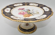 Antique 19thC Worcester Hand Painted Tazza Centerpiece Dated 1898