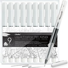 Ohuhu Liquid Fineliner Drawing Pens, Micro Pens Black Ink Pigment- 9 Assorted P
